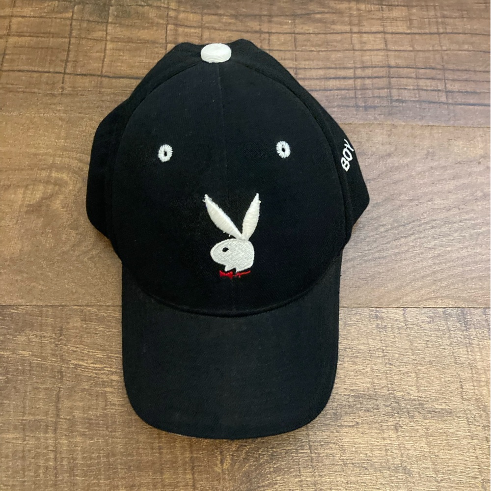 PLAYBOY Black Embroidered Bunny Logo Adjustable Dad Hat Cap Unisex